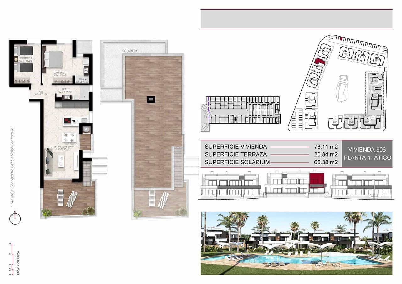 2 soveværelse Penthouse til salg i Ciudad Quesada med swimmingpool garage - € 294.000 (Ref: 8780495)