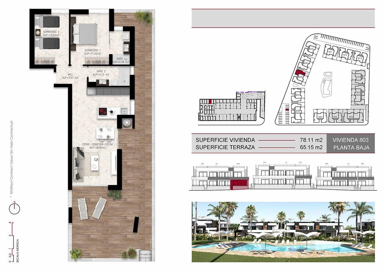 2 bedroom Bungalow for sale in Ciudad Quesada with pool garage - € 279,000 (Ref: 8780498)