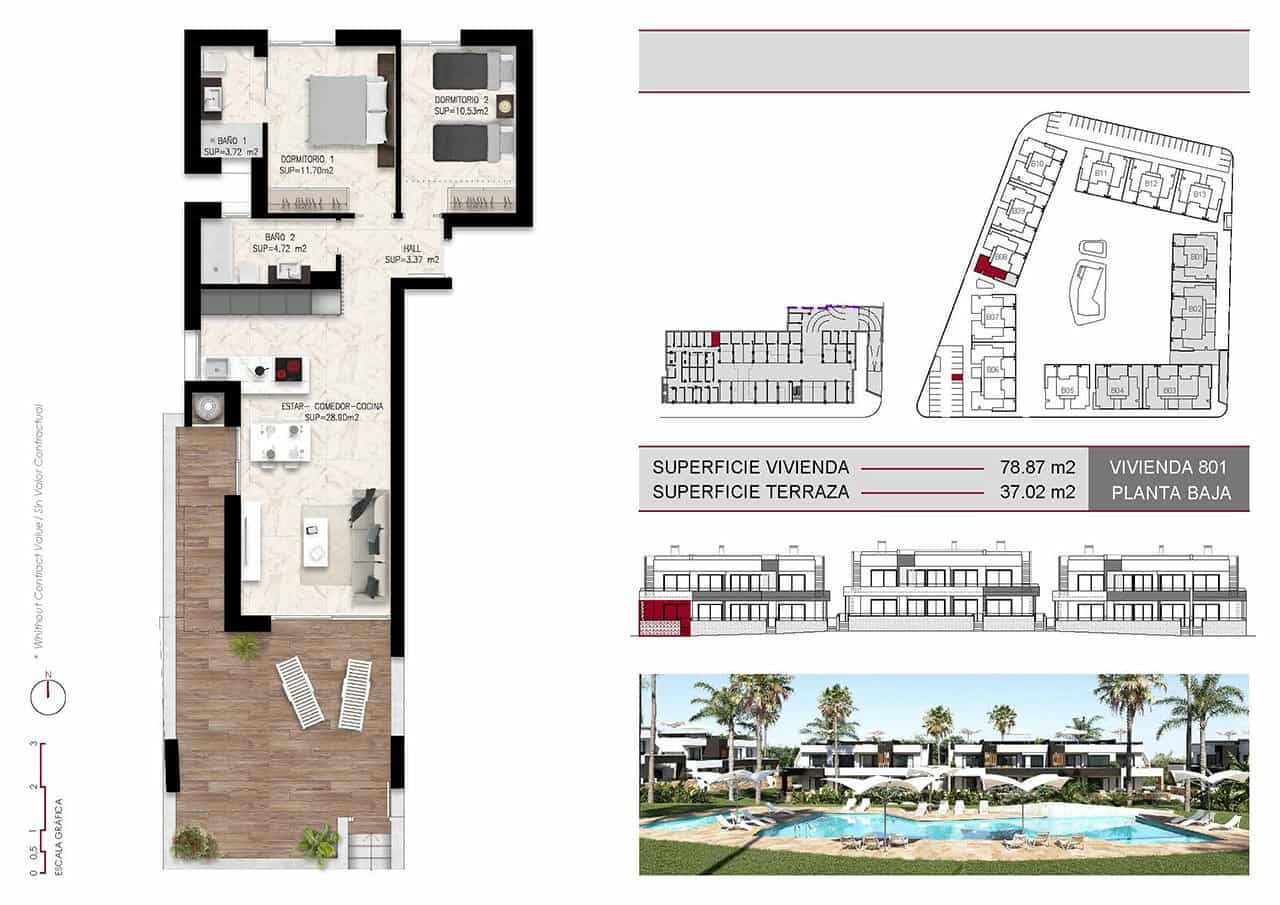 2 bedroom Bungalow for sale in Ciudad Quesada with pool garage - € 279,000 (Ref: 8780498)