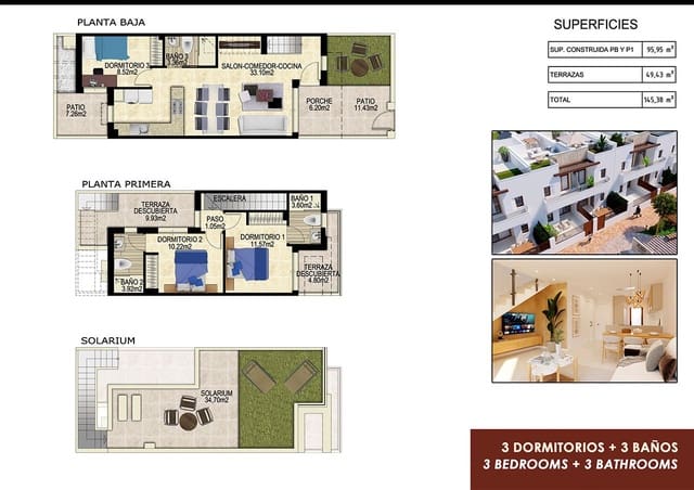 3 slaapkamer Huis te koop in Entre Naranjos, Orihuela met zwembad garage - € 299.000 (Ref: 8816300)