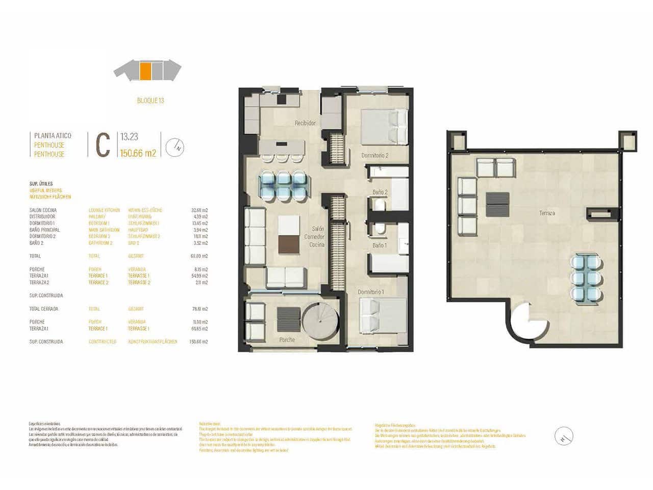 2 soveværelse Penthouse til salg i Portocolom med swimmingpool garage - € 515.000 (Ref: 8830517)
