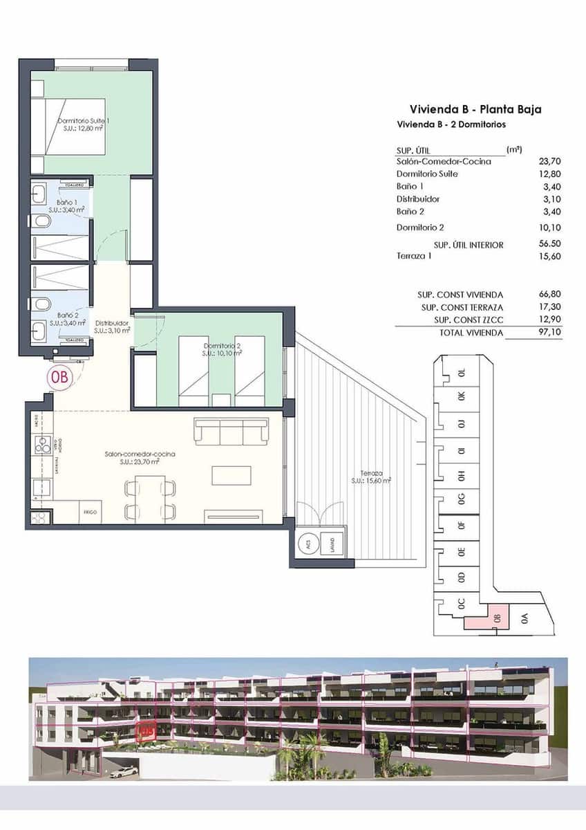 2 bedroom Apartment for sale in Benijofar with pool - € 294,000 (Ref: 8971135)
