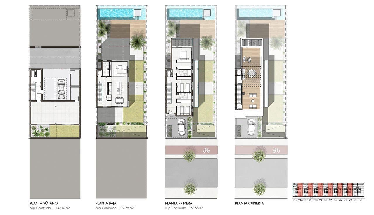 3 soveværelse Semi-Rækkehus til salg i Aspe med swimmingpool garage - € 895.000 (Ref: 9035525)