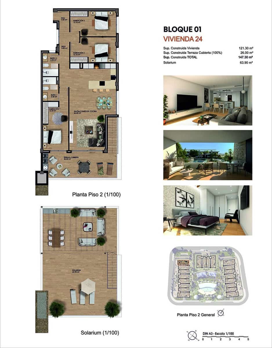 2 soverom Penthouse til salgs i Aspe med svømmebasseng garasje - € 355 000 (Ref: 9040984)