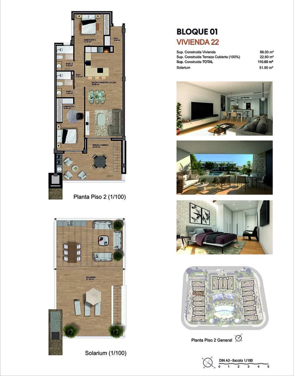 2 soverom Penthouse til salgs i Aspe med svømmebasseng garasje - € 355 000 (Ref: 9040986)