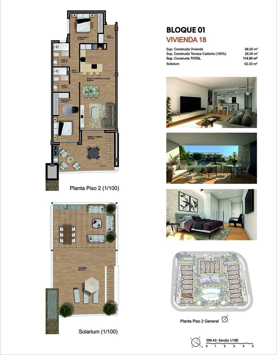 2 soverom Penthouse til salgs i Aspe med svømmebasseng garasje - € 355 000 (Ref: 9040986)