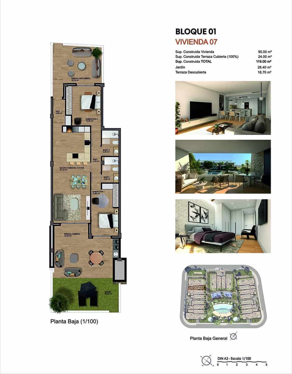 2 soverom Leilighet til salgs i Aspe med svømmebasseng garasje - € 255 000 (Ref: 9040987)