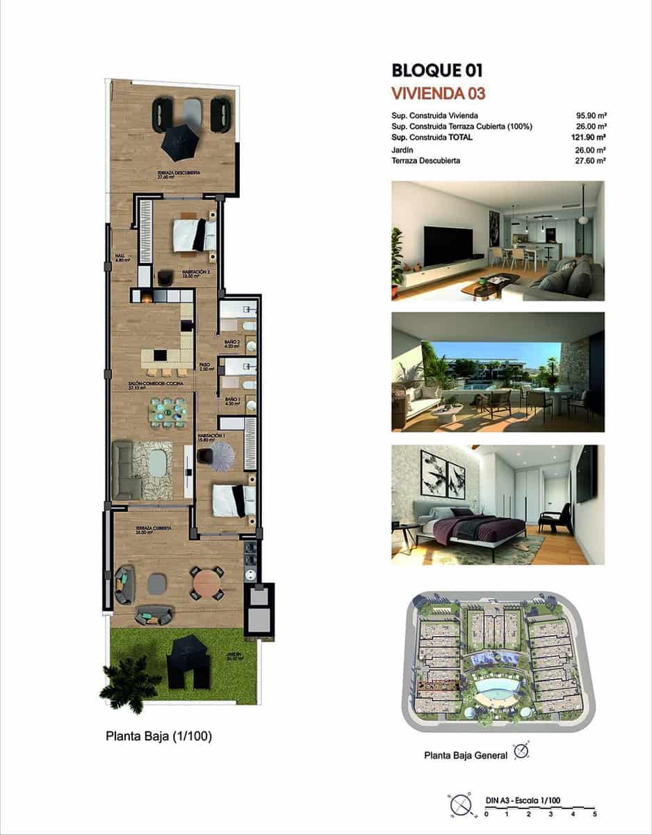 2 soverom Leilighet til salgs i Aspe med svømmebasseng garasje - € 255 000 (Ref: 9040987)