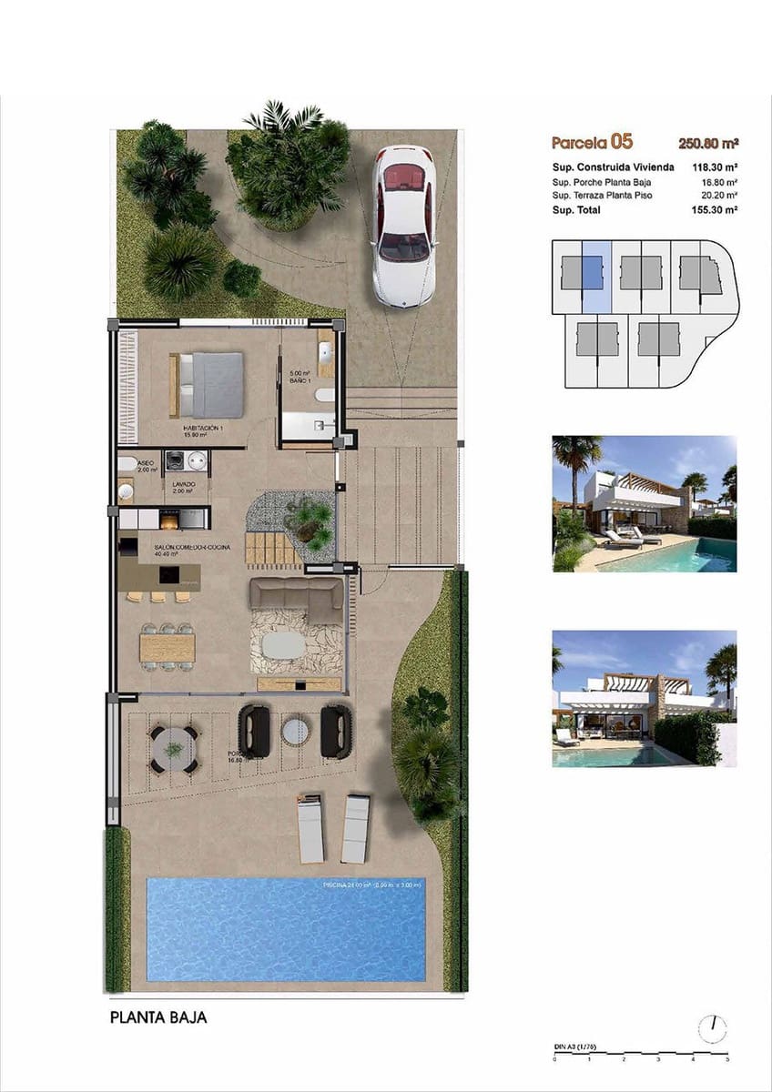 3 makuuhuone Paritalo myytävänä paikassa Aspe mukana uima-altaan 
autotalli - 489 000 € (Ref: 9041317)
