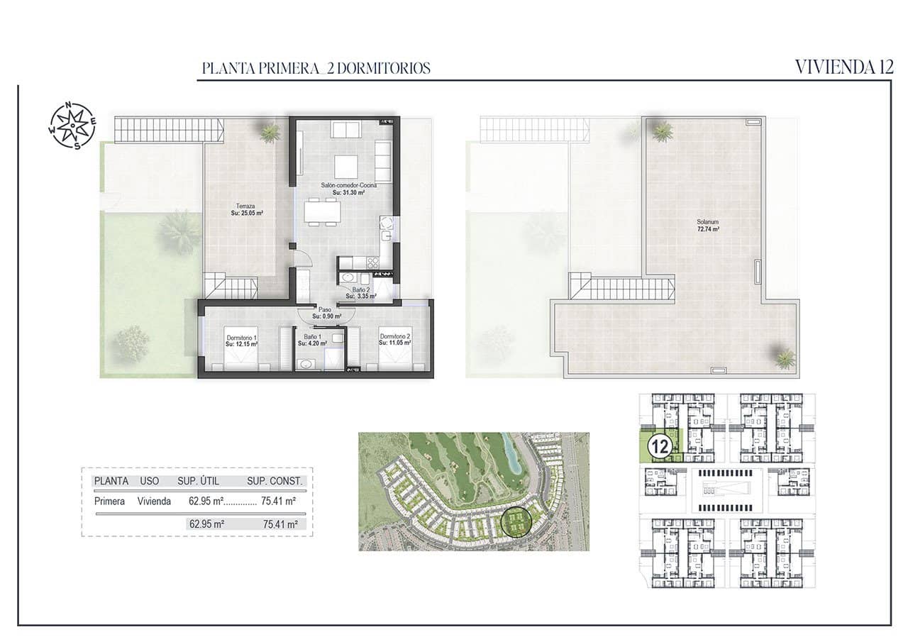 2 soveværelse Penthouse til salg i Alhama de Murcia med swimmingpool - € 251.750 (Ref: 9096250)