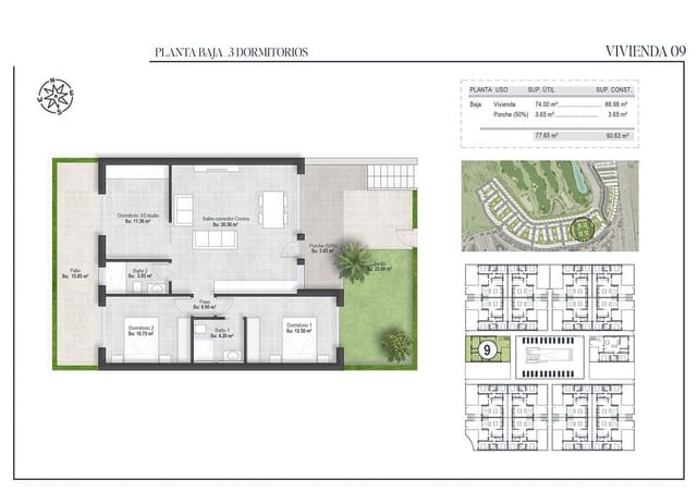 3 soveværelse Bungalow til salg i Condado de Alhama, Alhama de Murcia med swimmingpool - € 264.500 (Ref: 9096251)