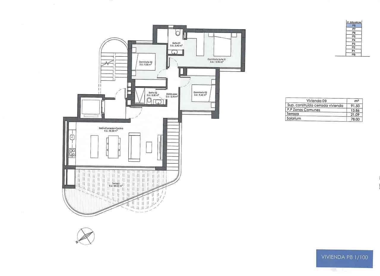 3 soverom Penthouse til salgs i Guardamar del Segura med svømmebasseng garasje - € 550 000 (Ref: 9184298)