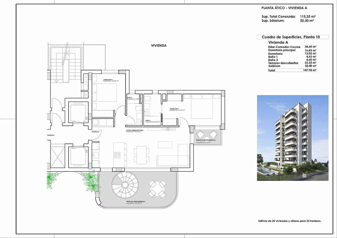 2 quarto Penthouse para venda em Guardamar del Segura com piscina garagem - 539 000 € (Ref: 9191739)
