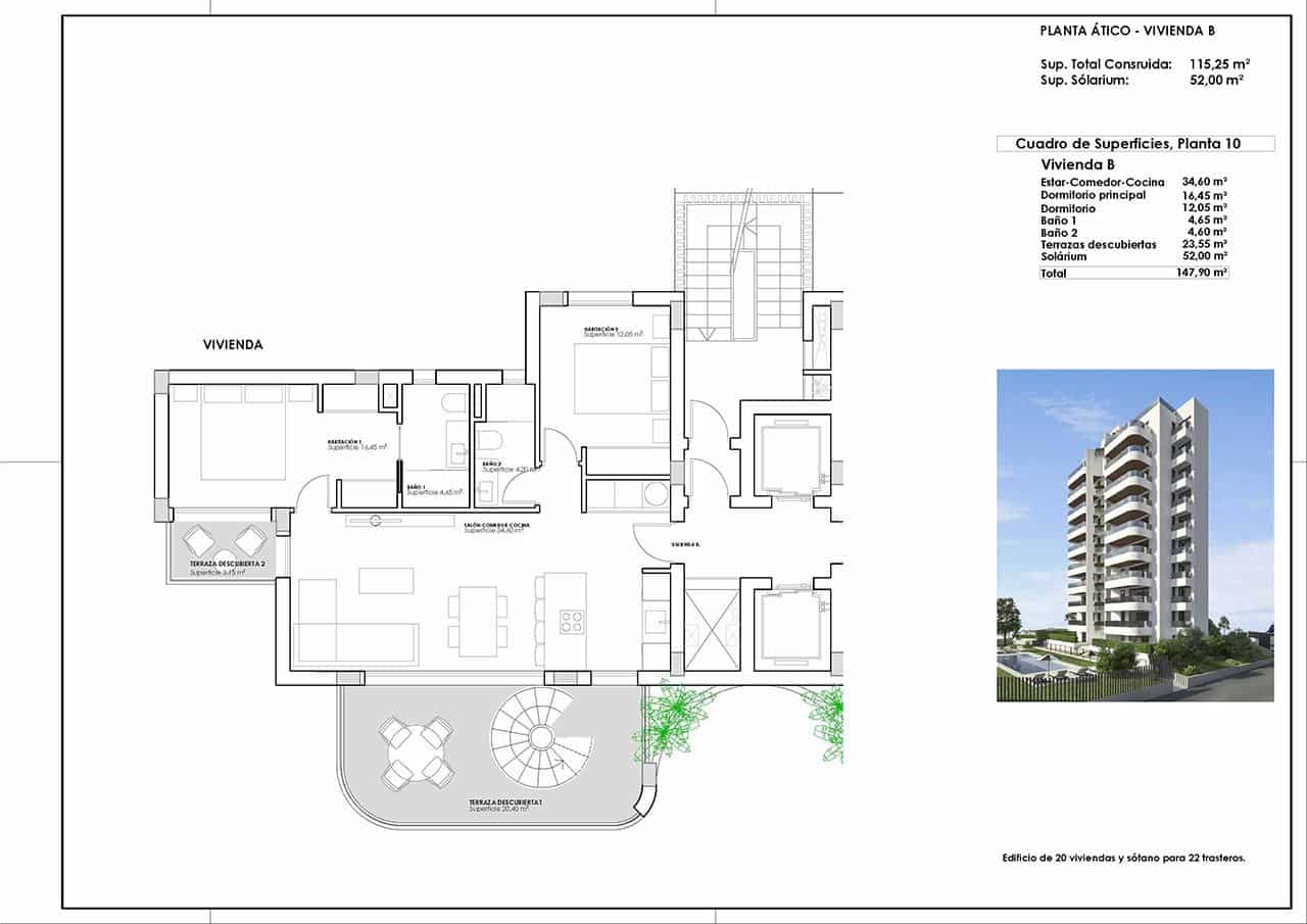 2 quarto Penthouse para venda em Guardamar del Segura com piscina garagem - 539 000 € (Ref: 9191739)