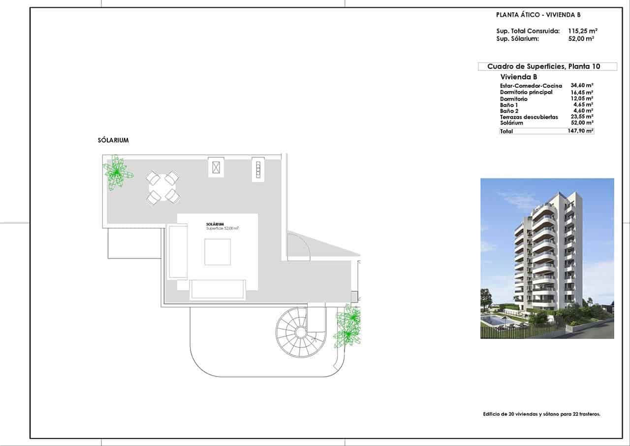 2 quarto Penthouse para venda em Guardamar del Segura com piscina garagem - 539 000 € (Ref: 9191739)