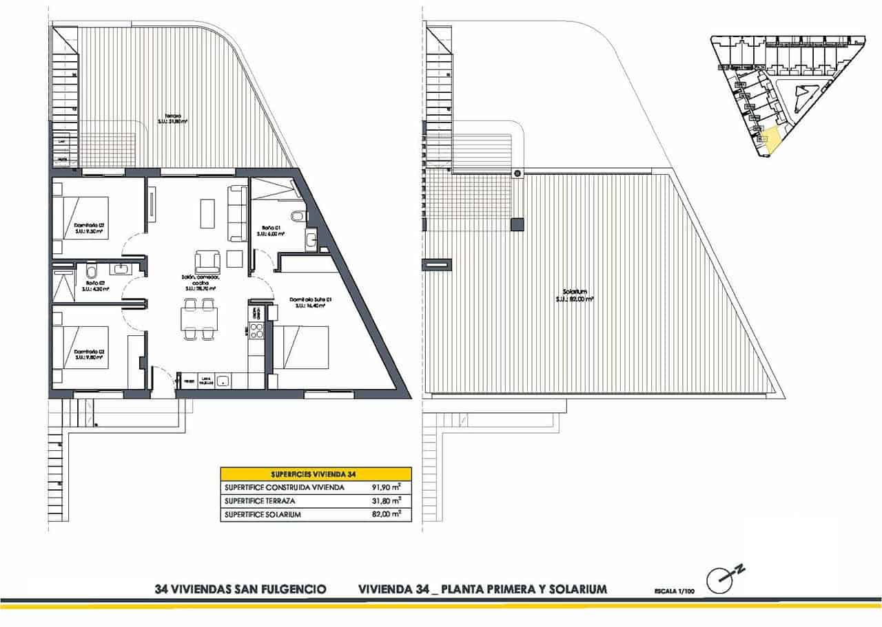 3 chambre Penthouse à vendre à San Fulgencio avec piscine garage - 304 900 € (Ref: 9194723)