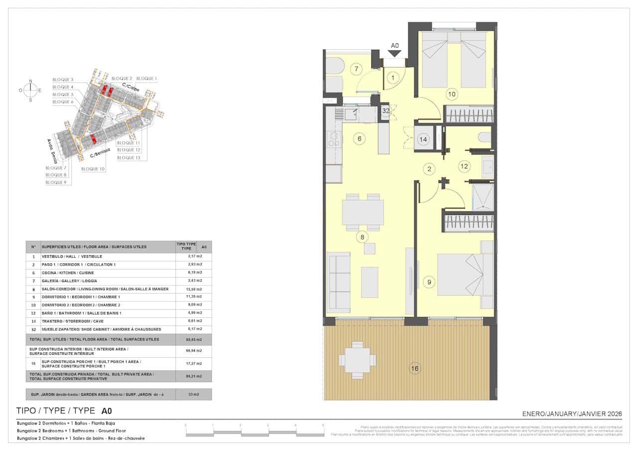 2 chambre Bungalow à vendre à Torrevieja avec piscine garage - 272 000 € (Ref: 9705919)