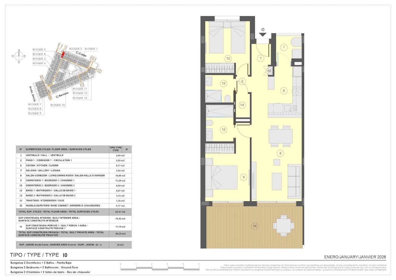 2 chambre Bungalow à vendre à Torrevieja avec piscine garage - 272 000 € (Ref: 9705919)