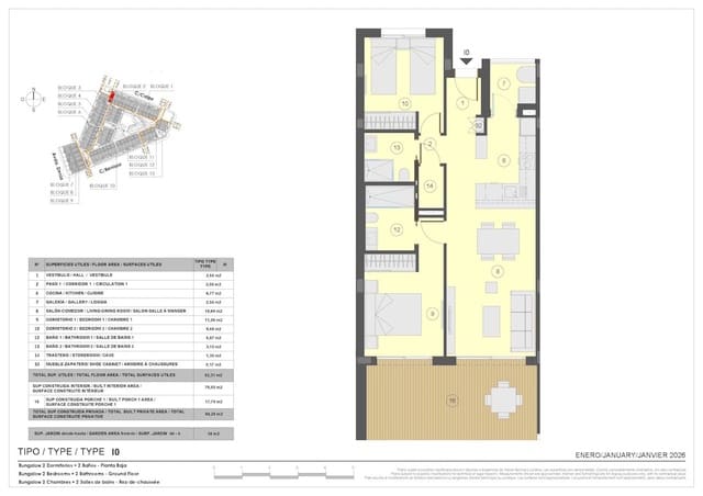 2 chambre Bungalow à vendre à Torrevieja avec piscine garage - 272 000 € (Ref: 9705919)