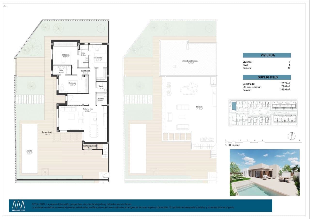 3 soveværelse Villa til salg i Los Alcazares med swimmingpool garage - € 599.000 (Ref: 9722631)