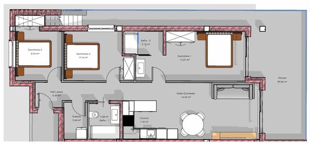 3 soverom Penthouse til salgs i El Raso, Guardamar del Segura med svømmebasseng garasje - € 395 000 (Ref: 9832272)
