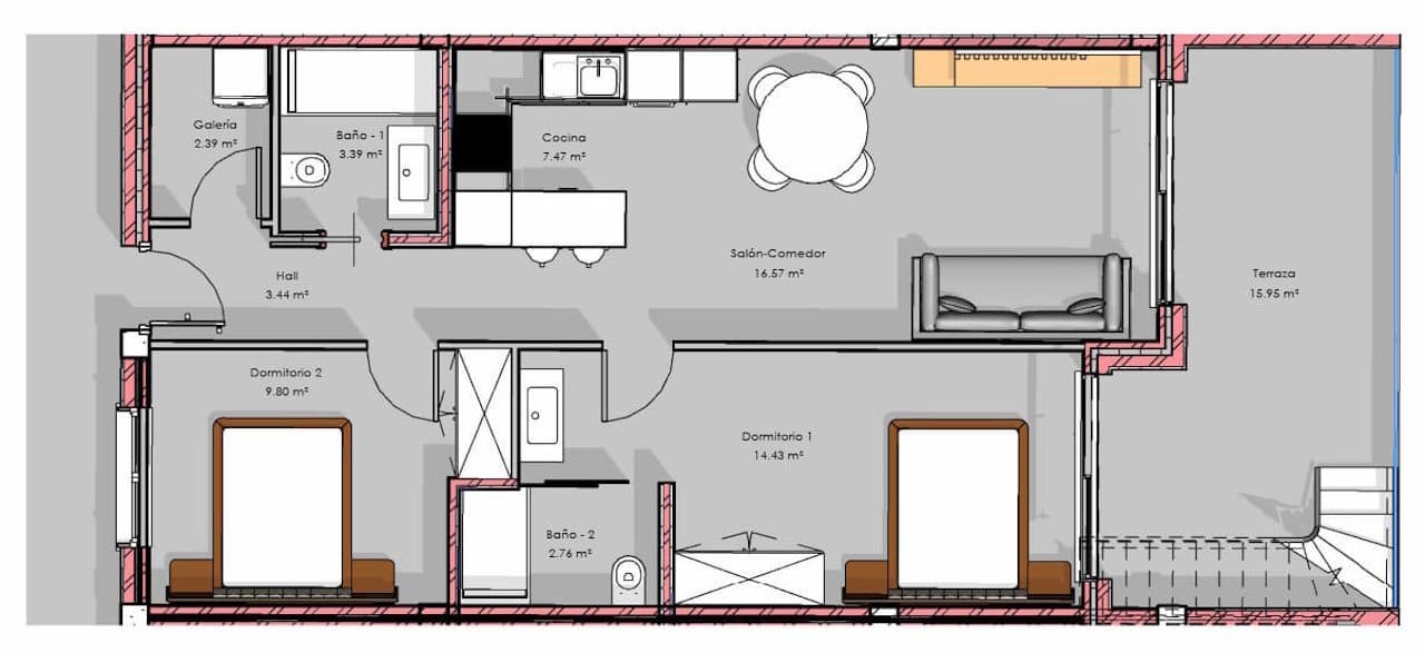 2 soverom Penthouse til salgs i Guardamar del Segura med svømmebasseng garasje - € 345 000 (Ref: 9832274)