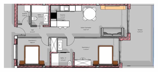 2 quarto Apartamento para venda em El Raso, Guardamar del Segura com piscina garagem - 295 000 € (Ref: 9832275)