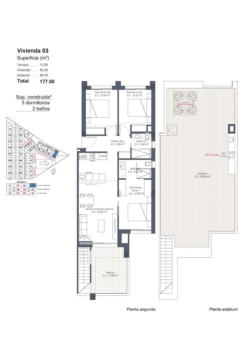 3 soverom Penthouse til salgs i Los Alcazares med svømmebasseng garasje - € 409 000 (Ref: 9848203)