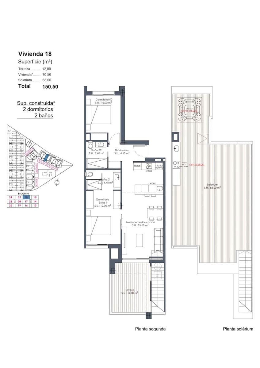 2 soverom Penthouse til salgs i Los Alcazares med svømmebasseng garasje - € 369 000 (Ref: 9848205)