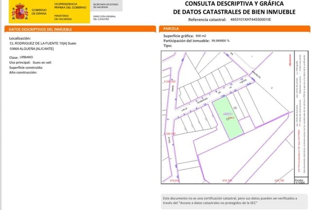 Tomt till salu i L'Algueña / Alguenya - 45 000 € (Ref: 9505982)