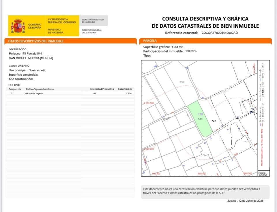 Building Plot for sale in Murcia city - € 95,000 (Ref: 9823255)
