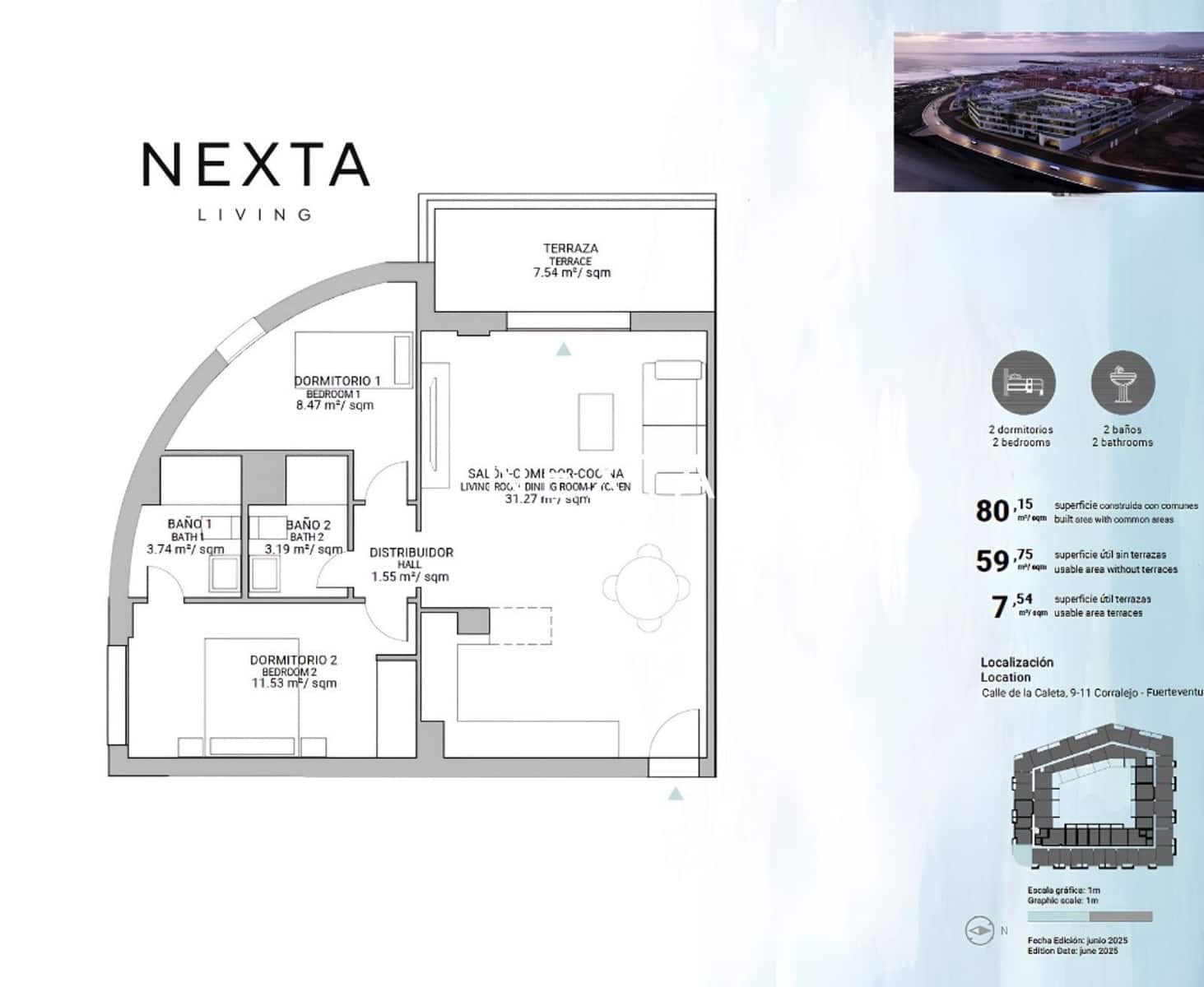 2 soverom Leilighet til salgs i Corralejo med svømmebasseng garasje - € 347 000 (Ref: 10179449)