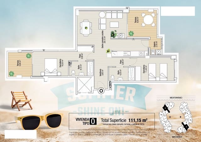 2 sypialnia Apartament na sprzedaż w La Manga del Mar Menor z basenem - 263 000 € (Ref: 10129989)