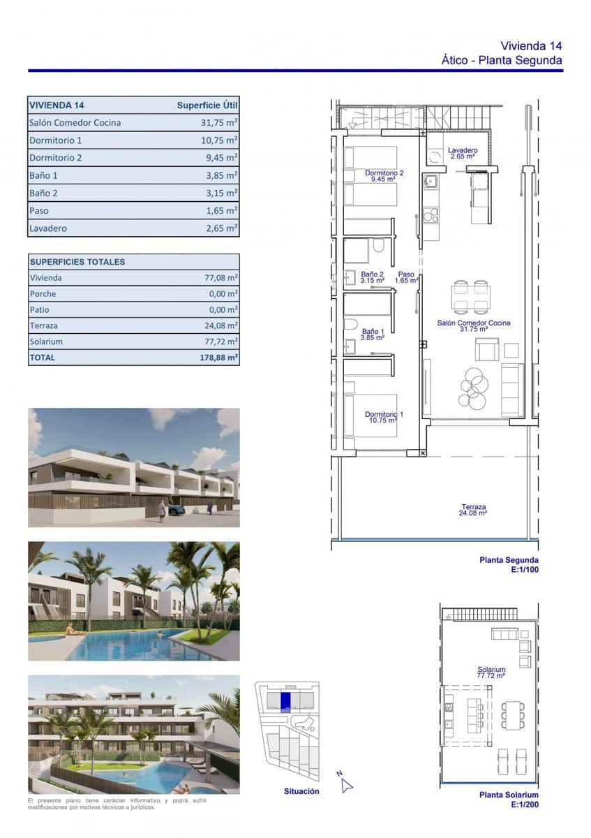 2 bedroom Penthouse for sale in Pilar de la Horadada with pool - € 395,000 (Ref: 9696460)