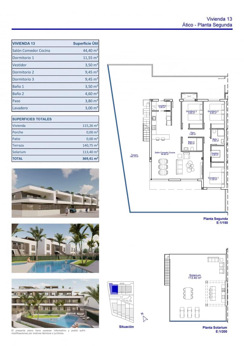 3 bedroom Penthouse for sale in Pilar de la Horadada with pool - € 590,000 (Ref: 9696461)