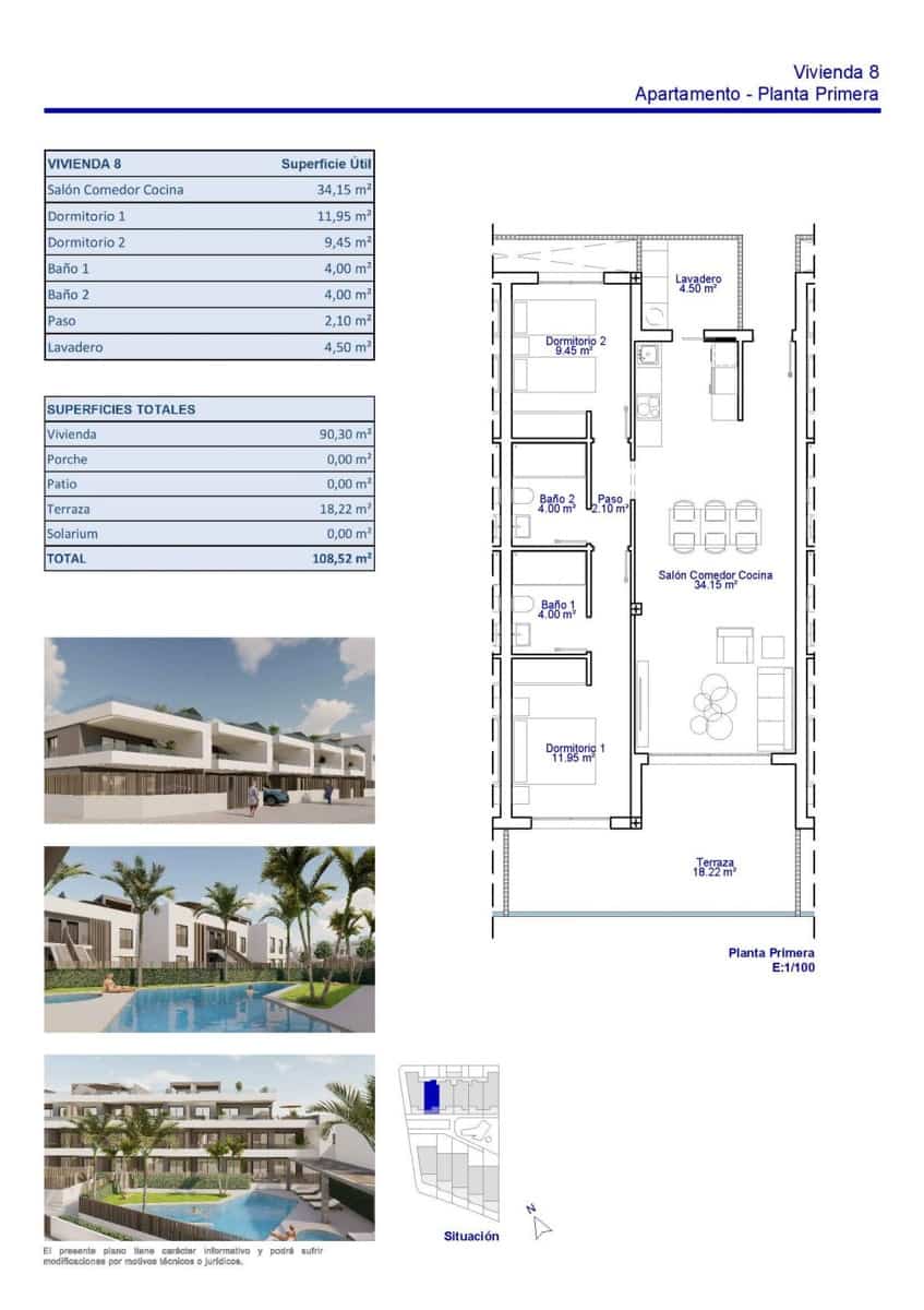 2 soverom Leilighet til salgs i Pilar de la Horadada med svømmebasseng - € 295 000 (Ref: 9696463)