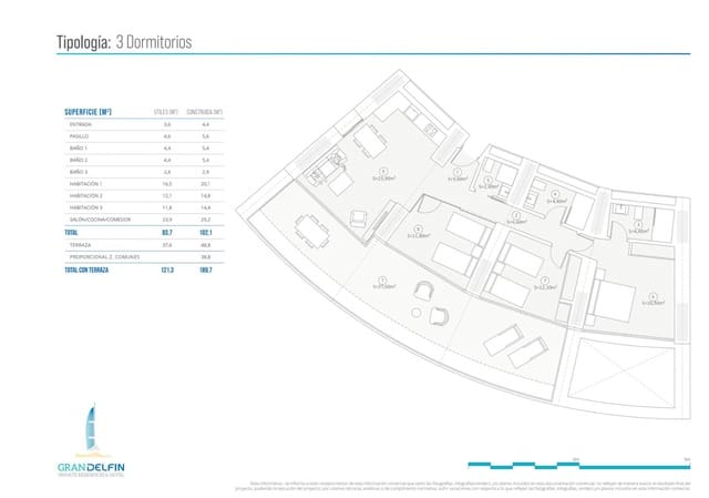 2 Zimmer Apartment zu verkaufen in Playa Poniente, Benidorm mit Pool - 1.058.000 € (Ref: 9696500)