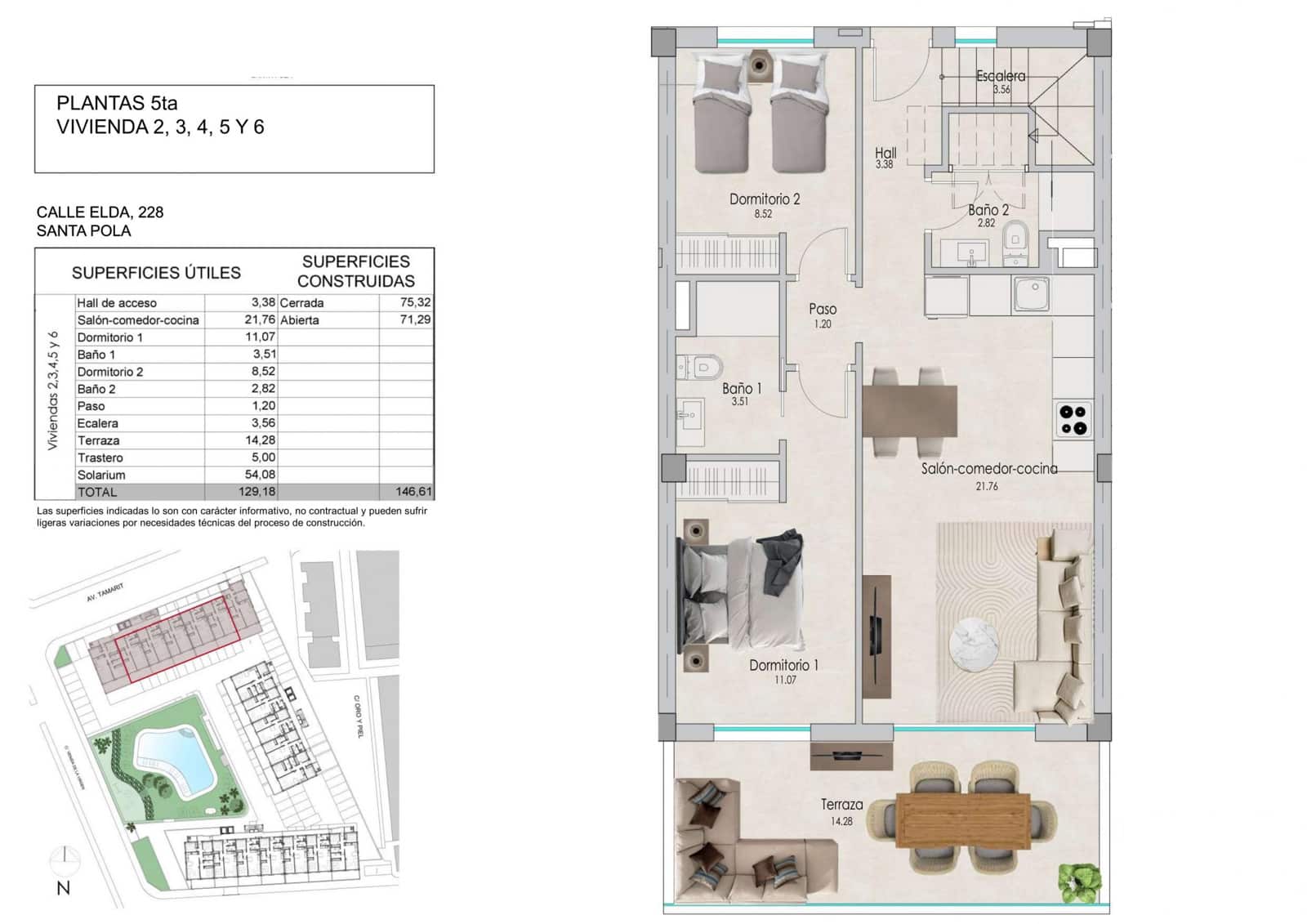 2 camera da letto Attico in vendita in Santa Pola con piscina - 420.000 € (Rif: 9696604)