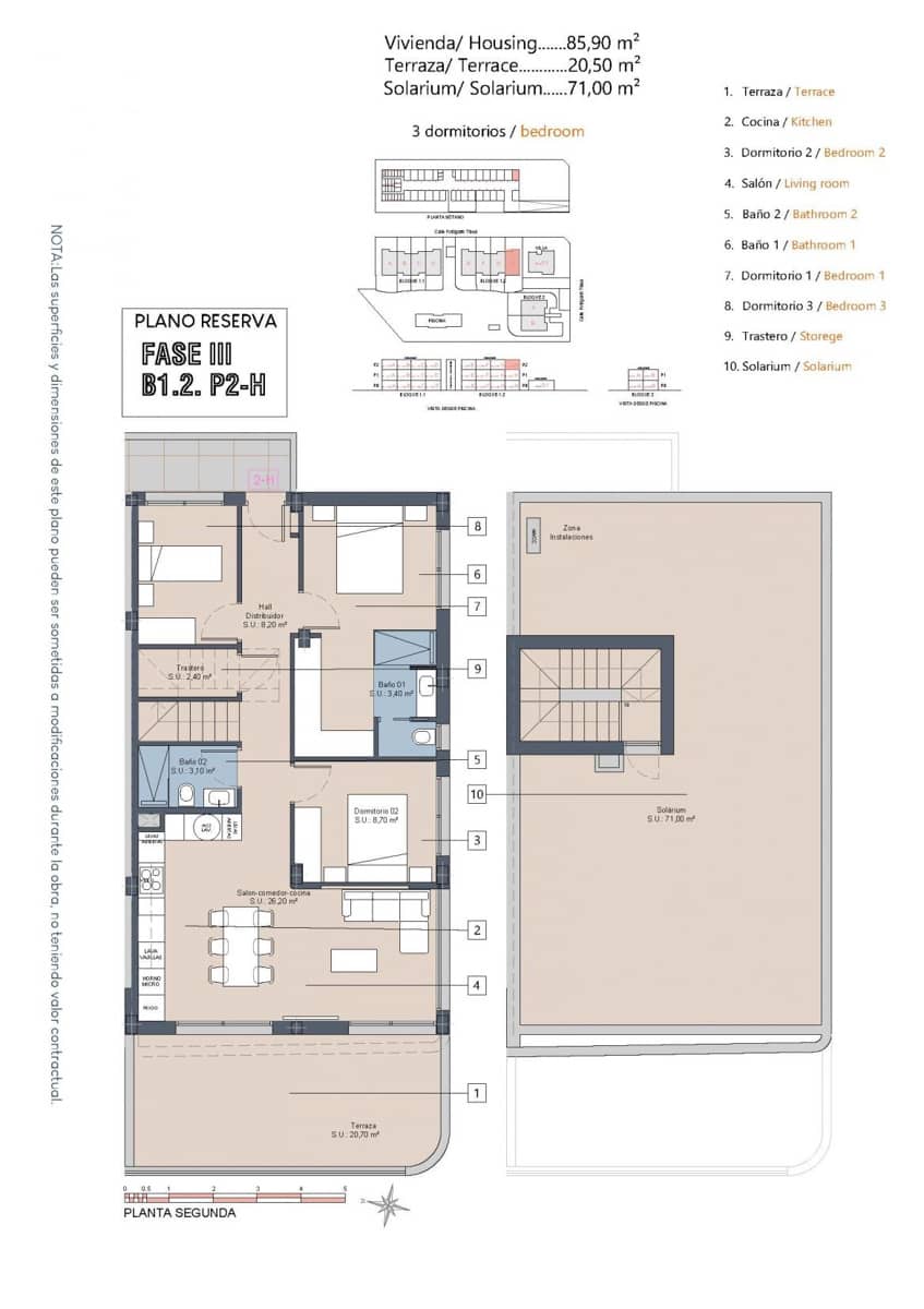 3 soveværelse Penthouse til salg i Los Alcazares med swimmingpool - € 399.000 (Ref: 9701802)