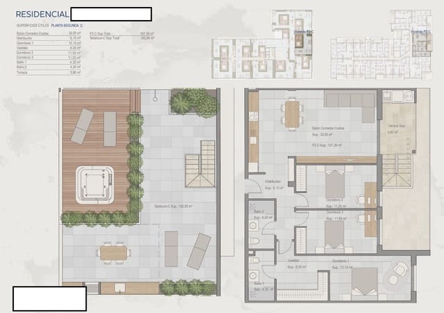 3 soveværelse Penthouse til salg i Torre-Pacheco med swimmingpool - € 233.000 (Ref: 9702023)