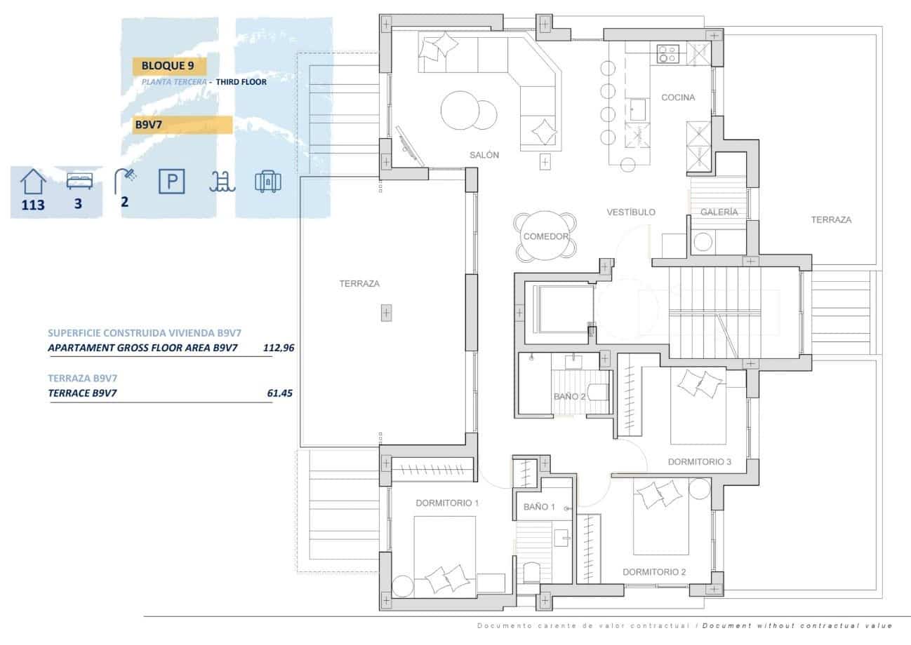 3 chambre Penthouse à vendre à Los Alcazares avec piscine - 499 900 € (Ref: 9808728)