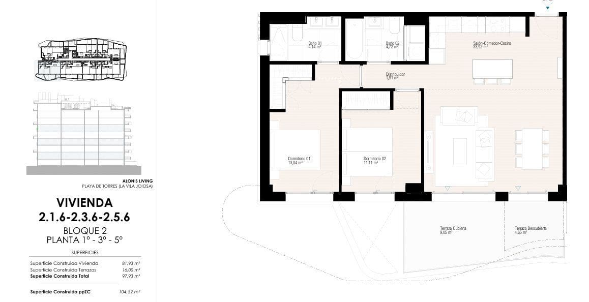 2 quarto Apartamento para venda em La Villajoyosa / Vila Joiosa com piscina - 441 000 € (Ref: 9808889)