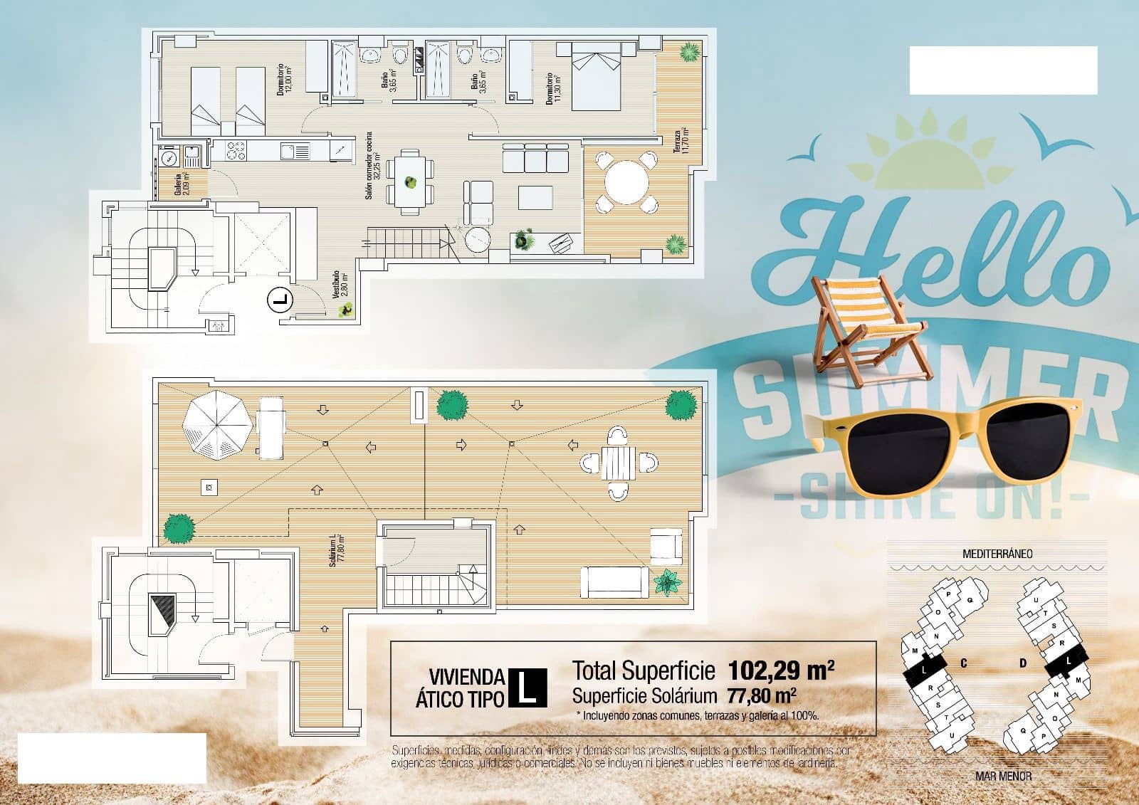 2 sovrum Takvåning till salu i La Manga del Mar Menor med pool - 385 000 € (Ref: 9823018)