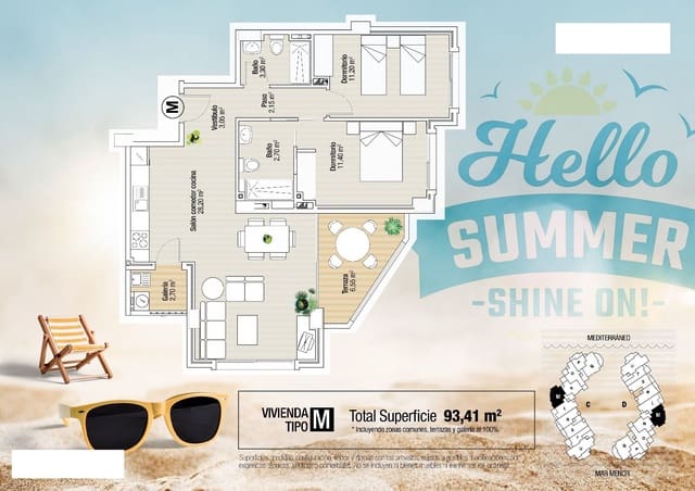 2 soverom Leilighet til salgs i La Manga del Mar Menor med svømmebasseng - € 263 000 (Ref: 9829287)