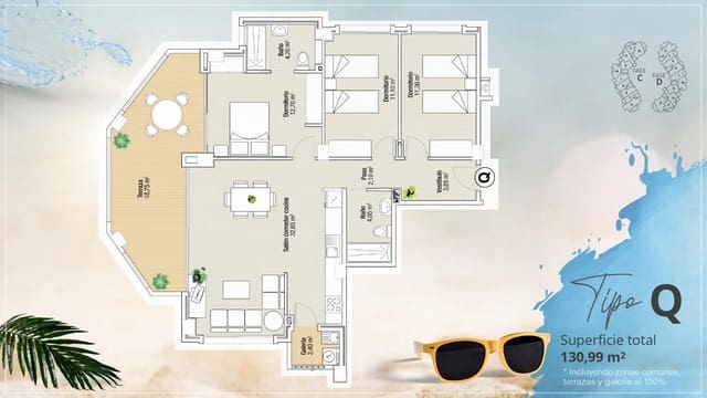 3 Zimmer Apartment zu verkaufen in La Manga del Mar Menor mit Pool - 328.600 € (Ref: 9829288)