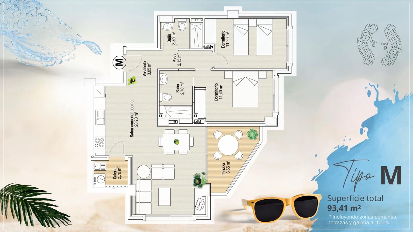 2 makuuhuone Huoneisto myytävänä paikassa La Manga del Mar Menor mukana uima-altaan - 262 963 € (Ref: 9829289)
