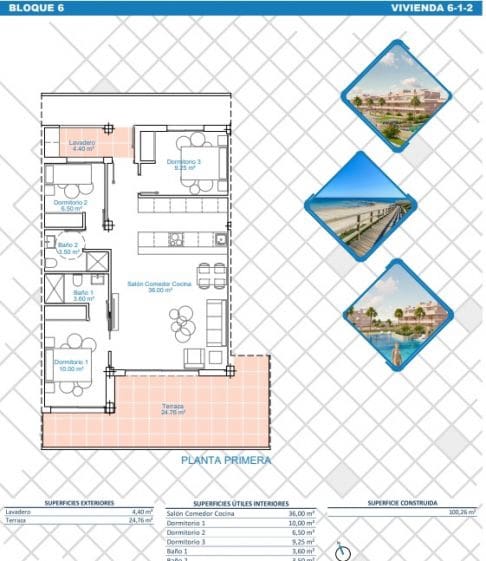 3 camera da letto Appartamento in vendita in Pilar de la Horadada con piscina - 284.900 € (Rif: 9869416)