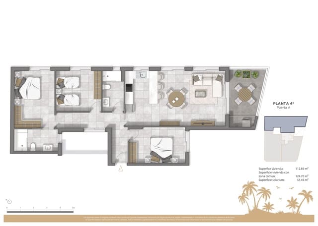 3 makuuhuone Kattohuoneisto myytävänä paikassa Guardamar del Segura mukana uima-altaan - 549 500 € (Ref: 9963022)