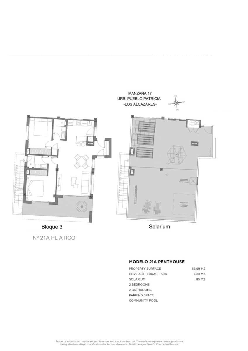 2 soveværelse Penthouse til salg i Los Alcazares med swimmingpool - € 349.000 (Ref: 9973424)