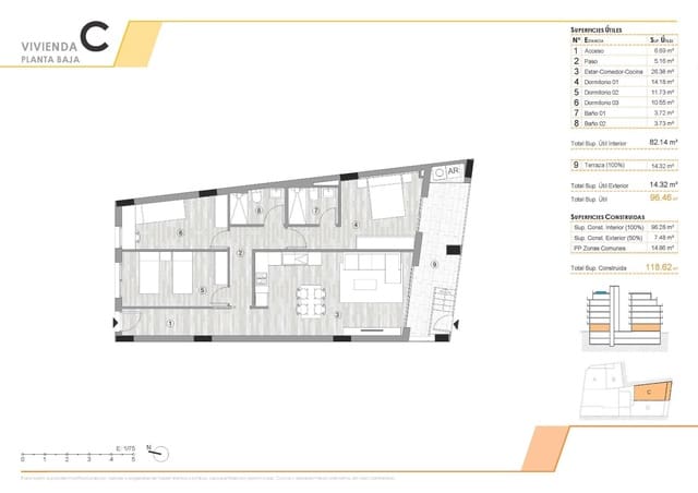 3 soverom Leilighet til salgs i Centro, Torrevieja med svømmebasseng - € 245 000 (Ref: 9531065)